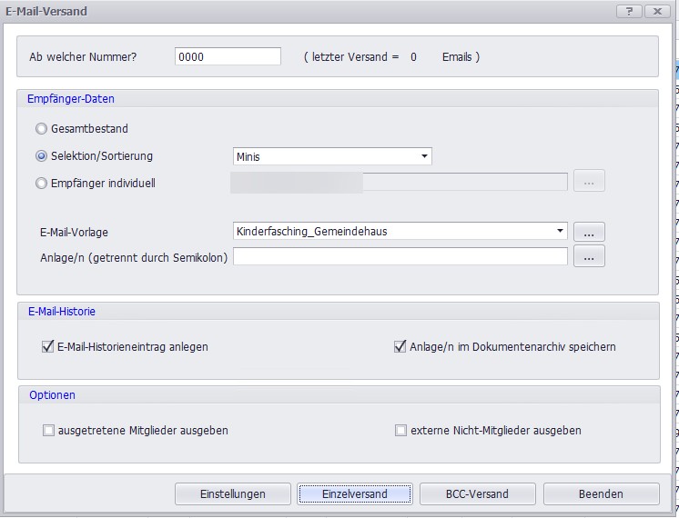 Massen-E-Mails an Mitglieder in SPG-Verein 4 versenden
