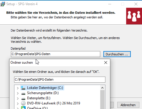 Setup ohne sichtbaren Laufwerksbuchstaben