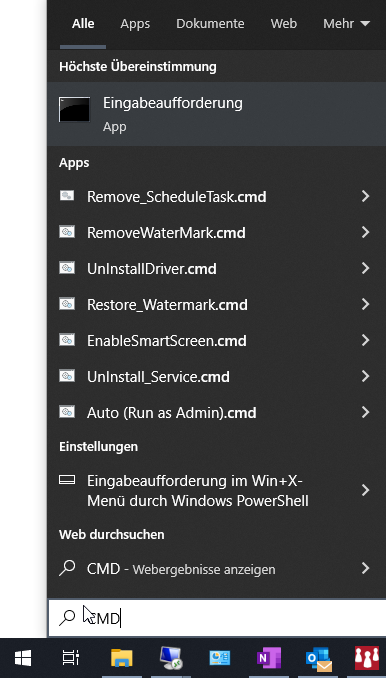 Eingabeaufforderung (CMD) über das Startmenü öffnen