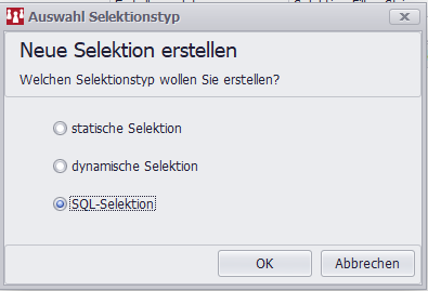 Neue SQL-Selektion in SPG-Verein 4 anlegen